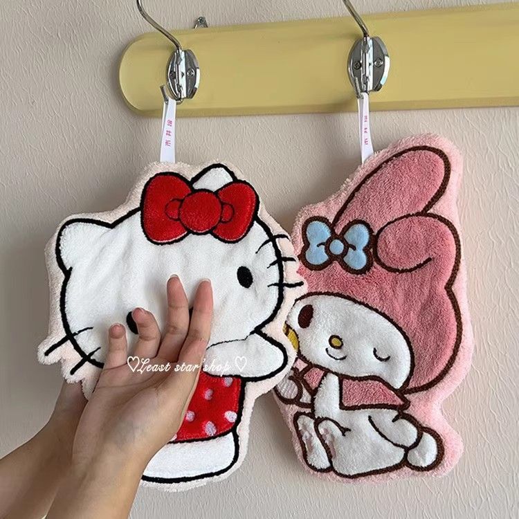 ins可爱hellokitty擦手巾挂式加厚家用珊瑚吸水手帕厨房儿童抹布