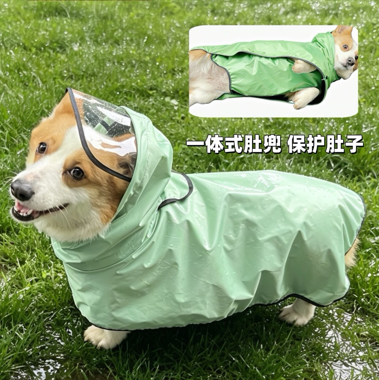 柯基犬雨衣雨披中小型犬泰迪柴犬边牧防水衣护肚子狗狗衣服带肚兜