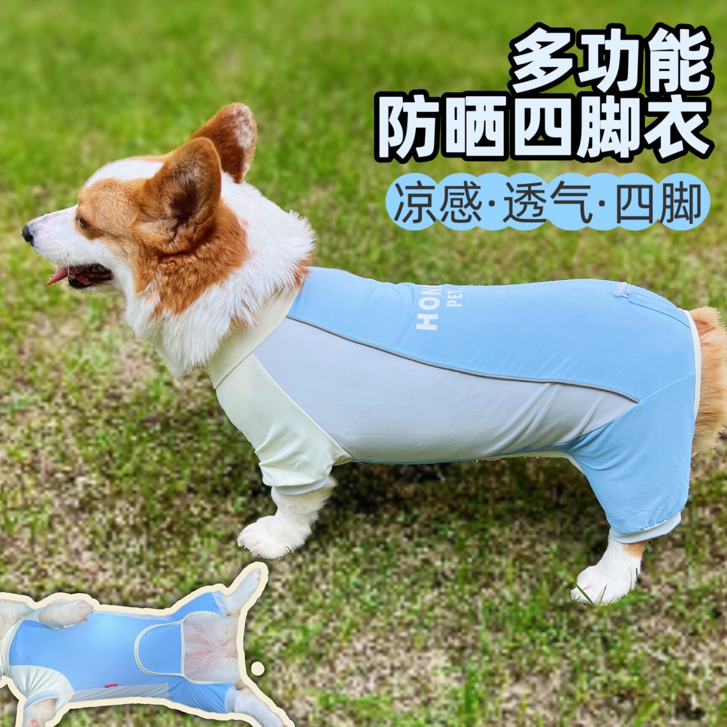 夏季防掉毛防脏护肚宠物柯基四脚全包衣服泰迪中型防尘防虫不粘毛