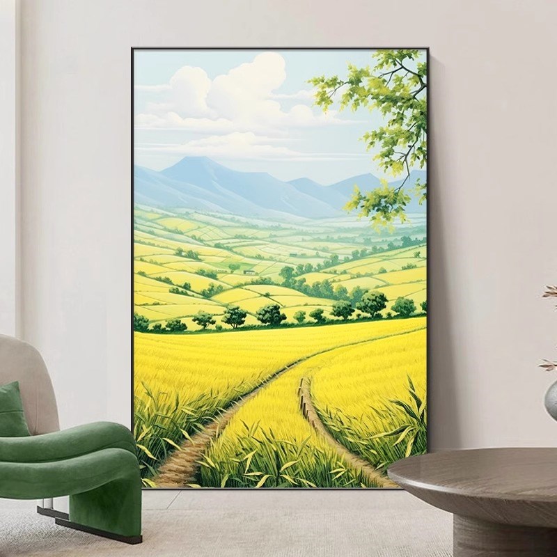 绿水青山挂c画2024新款进门玄关装饰画风景高级壁画客厅沙发落地