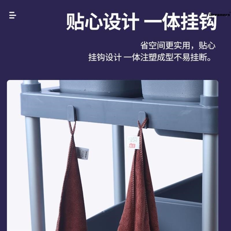 。酒店收餐车三层l推车撤餐车收碗车带垃圾桶多功能塑料餐厅饭店