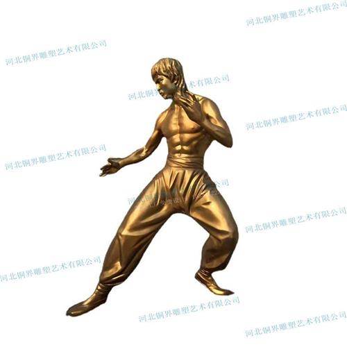 李小龙铸铜人物雕塑截拳道双节棍功夫武打术明星步行商业街头景观
