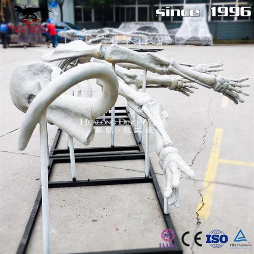 大型仿真猛犸象化石模型摆件科普玻璃钢动物化石骨架模型电影道具