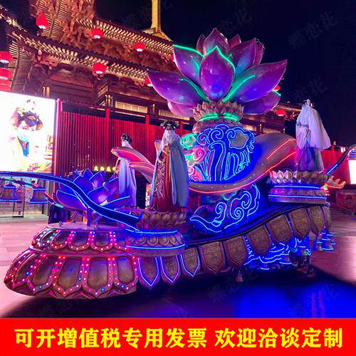 户外广场巡游花车制作单车女王电动彩车大型玻璃钢雕塑巡演彩船