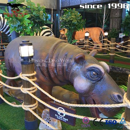 仿真恐龙工厂定制仿真动物机械电动河马模型室内展览美陈引流