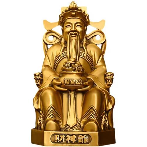 家用财神爷像五路财神铜佛像寺庙彩绘文财神佛像铜工艺品摆件