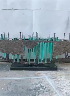 创意镂空小船古铜色透明亚克力家居饰品摆件商业售楼处大型雕塑