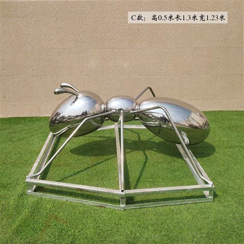 不锈钢蚂蚁雕塑几何切面拉丝镜面镂空铁艺金属抽象动物公园摆件