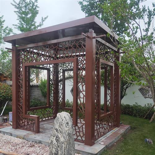 户外不锈钢亭子学校户外文化长廊小区广场亭子不锈钢廊架设计制作