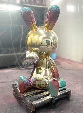 现代玻璃钢卡通兔子动物雕塑酒店会所大堂软装饰别墅美陈摆件定制