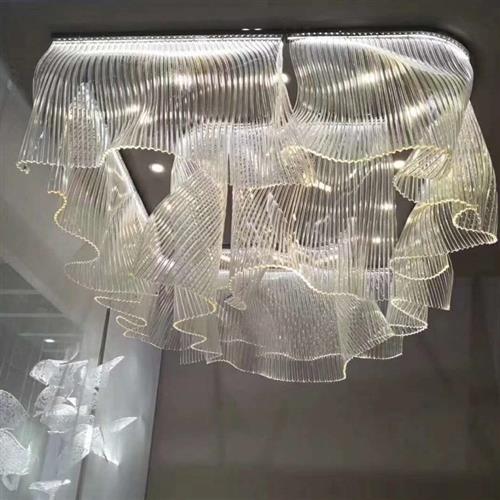 方形大厅酒店大堂售楼部沙盘创意面板非标工程灯艺术亚克力吊灯