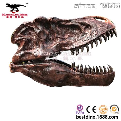 霸王龙头骨化石模型玻璃钢材质地质博物馆景区美陈引流研学模型