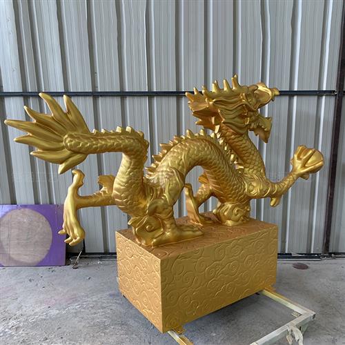 大型玻璃钢龙雕塑春节商场美陈装置道具新年龙形象龙头模型