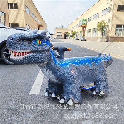 新款儿童恐龙玩具车公园广场仿真动物电动车行走车户外游乐电瓶车