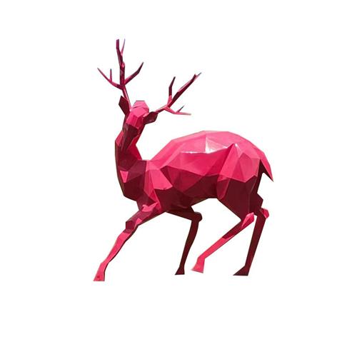 户外仿真玻璃钢彩色几何彩绘小鹿造型户外园林公园景观装饰品摆件