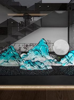 现代简约透明树脂假山雕塑酒店大堂售楼处别墅玄关装饰工艺品摆件