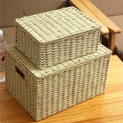衣橱收纳箱仿藤编筐编织收纳盒衣柜篮子衣服衣物有盖大号整理箱