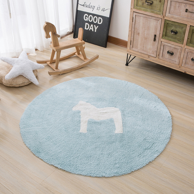 小马圆形地垫儿童房圆地毯幼儿园宝宝爬行垫防摔垫写字椅防滑