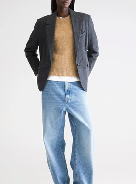 Bellerose 深灰色法兰绒风格经典剪裁西装外套 羊毛混纺面料上衣