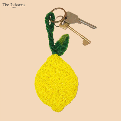 the jacksons独家手工串珠编织柠檬钥匙扣包包挂件小清新可爱黄色