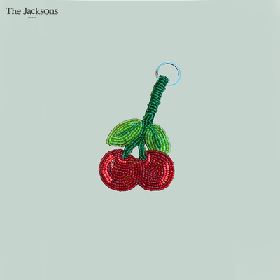 The Jacksons独家樱桃手工编织串珠钥匙扣红色水果挂件包包挂饰