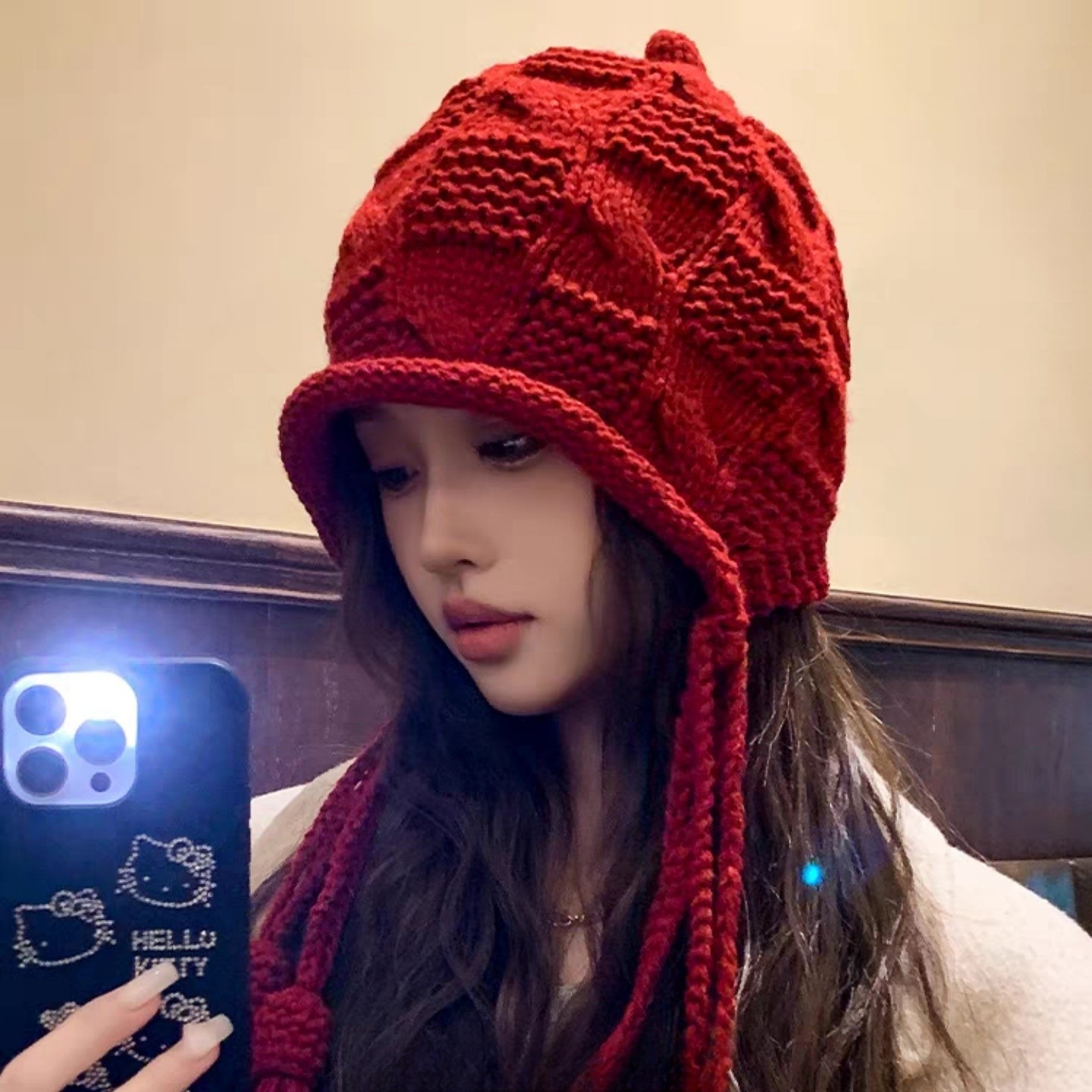 新年红色针织帽女2025新款女冬季毛线帽大头围手工流苏保暖护耳帽,服饰配件/皮带/帽子/围巾,帽子,淘宝优惠券,粉丝福利购,淘宝优惠卷