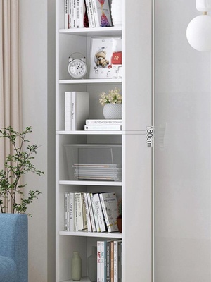 销简约落地书架置物架家用客厅卧室夹缝收纳柜简易白色多层储物品