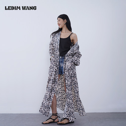 LEDIMWANG豹纹印花长款防晒衣