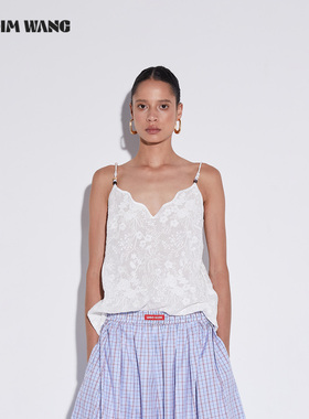 LEDIM WANG【白标系列】法式镂空蕾丝吊带背心女春夏新款白色上衣