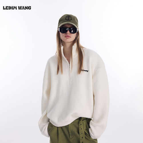 LEDIMWANG立领毛衣T型套头垫肩