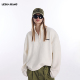 新款 LEDIM WANG立领毛衣女2026春季 白色拉链垫肩T型亲肤套头上衣