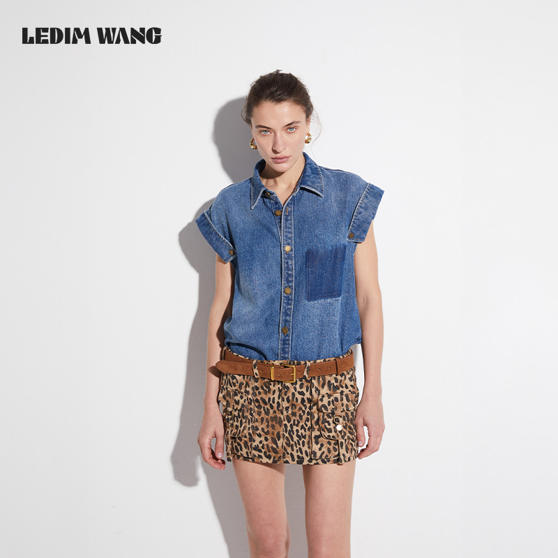 LEDIMWANG解构无袖牛仔衬衣