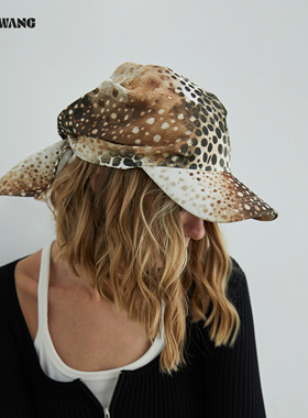 LEDIM WANG白标/豹纹三角巾绑带帽子女25秋度假风立体遮阳帽新款