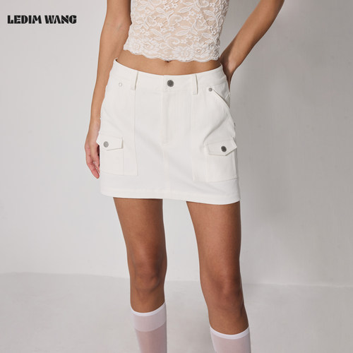 LEDIMWANG极简金属扣半身裙女