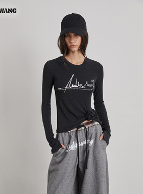 LEDIM WANG明星同款亮片毛针织衫女秋冬新款绵羊毛长袖打底衫