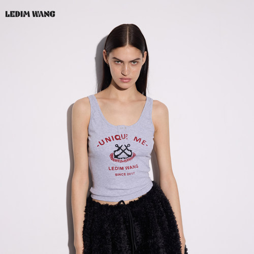 LEDIMWANG复古做旧印花吊带背心