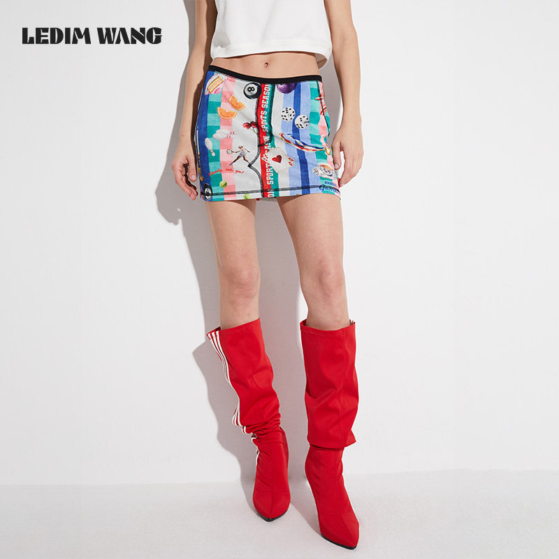 LEDIM WANG【白标系列】印花直筒半身裙女夏2025新款透气网眼半裙,女装/女士精品,半身裙,淘宝优惠券,粉丝福利购,淘宝优惠卷