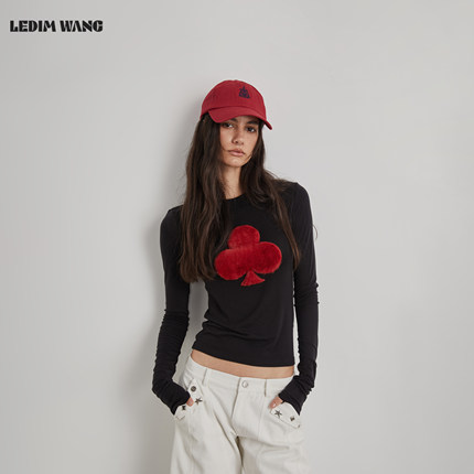 【明星同款】LEDIM WANG羊毛针织衫女黑色长袖内搭打底衫秋冬新款