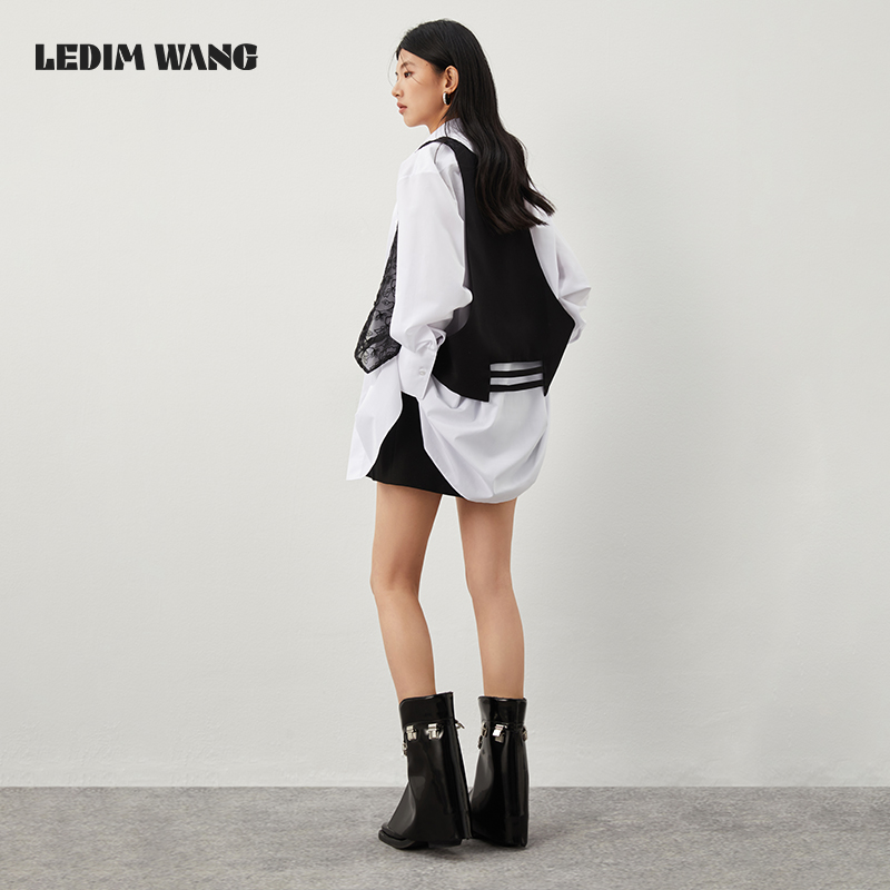 LEDIM WANG欧根纱绣花马甲2024春夏新款高级感外套女设计师原创