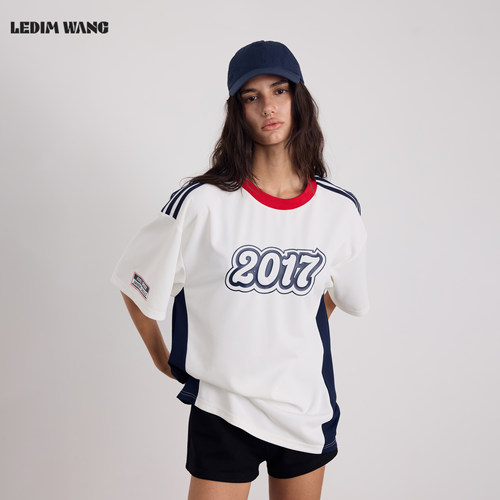 LEDIMWANG复古运动印花短袖