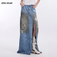 LEDIM WANG做旧牛仔半身裙女2026春新款 不规则解构蓝色开叉长裙