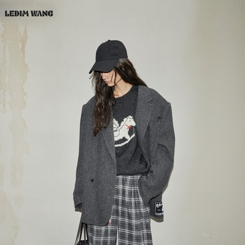 LEDIMWANG纯羊毛廓形西装棉服女