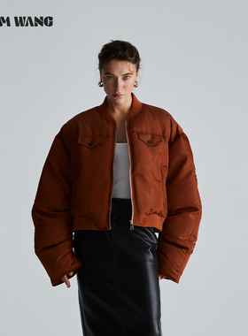 LEDIM WANG琥珀流光风短款棒球羽绒服女冬季新款慵懒软糯舒适外套