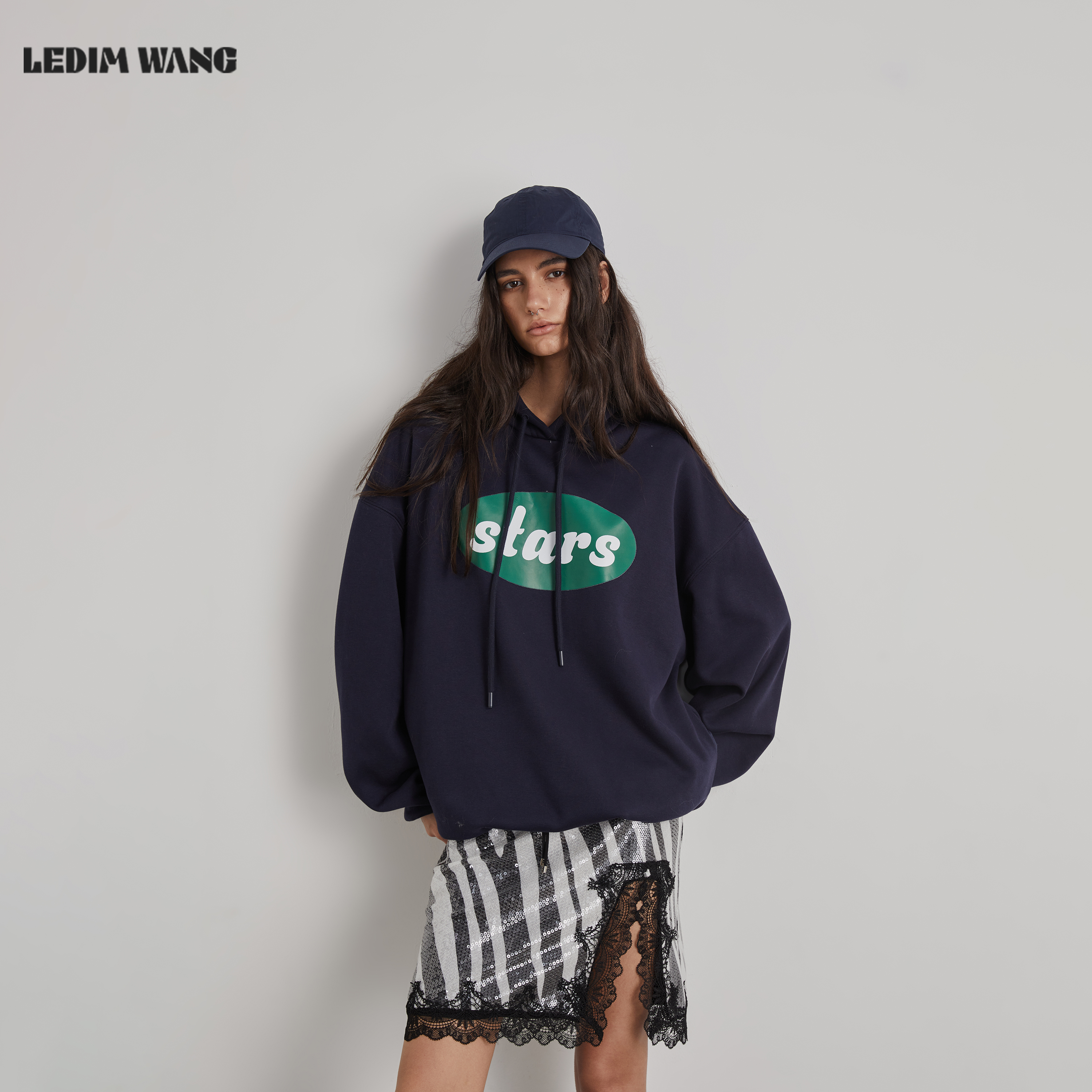 LEDIMWANG美式学院花苞连帽卫衣
