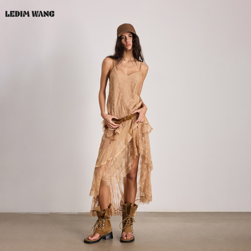 LEDIMWANG蕾丝吊带连衣裙女长裙