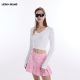 纹百褶半身裙女2026春新款 LEDIM WANG学院风格 粉色A摆辣妹短裙