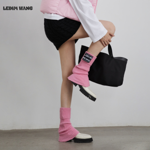 百搭时尚 LEDIM 新款 贴标翻边堆堆袜套女2025冬季 套脚袜 WANG白标