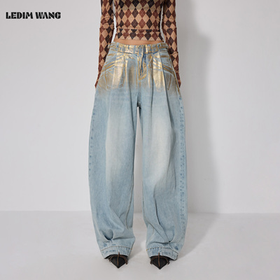 LEDIMWANG渐变鎏金牛仔裤女