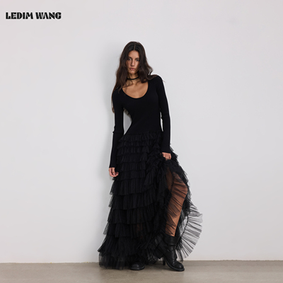 LEDIMWANG针织蕾丝修身连衣裙