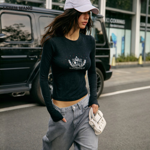 LEDIMWANG莱赛尔印花长袖T恤女